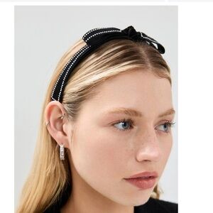 Lele Sadoughi Black Bardot Headband with Rhinestone Detailing